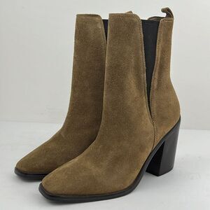 Camel Suede Chelsea Boots Marc Fisher Kristie Block Heel Size 6.5 NWOB